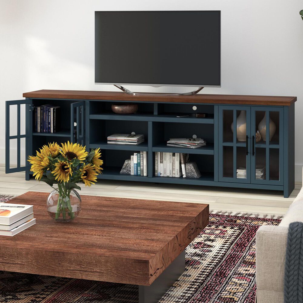 Endress International Nantucket 97&quot; Super Console in Blue Denim and Whiskey, , large
