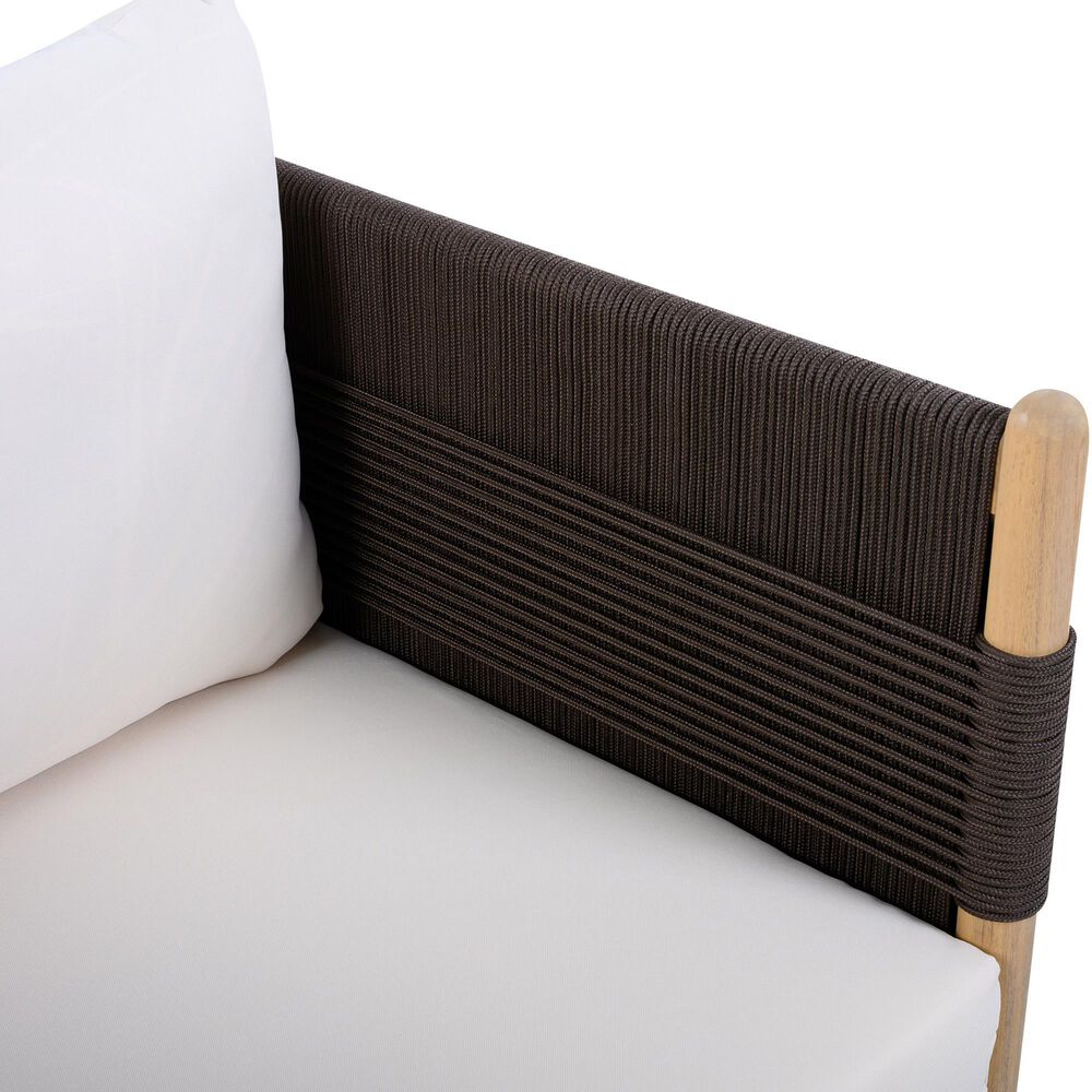 HOMLUX Outdoor Stationary Loveseat with Black Rope in Cream, , large