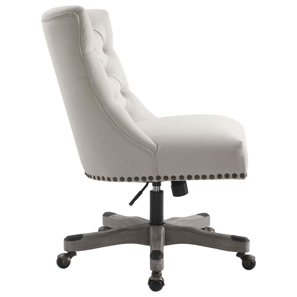 Linon Home Decor Della Office Chair with Natural Cushion in Gray Wash, , large
