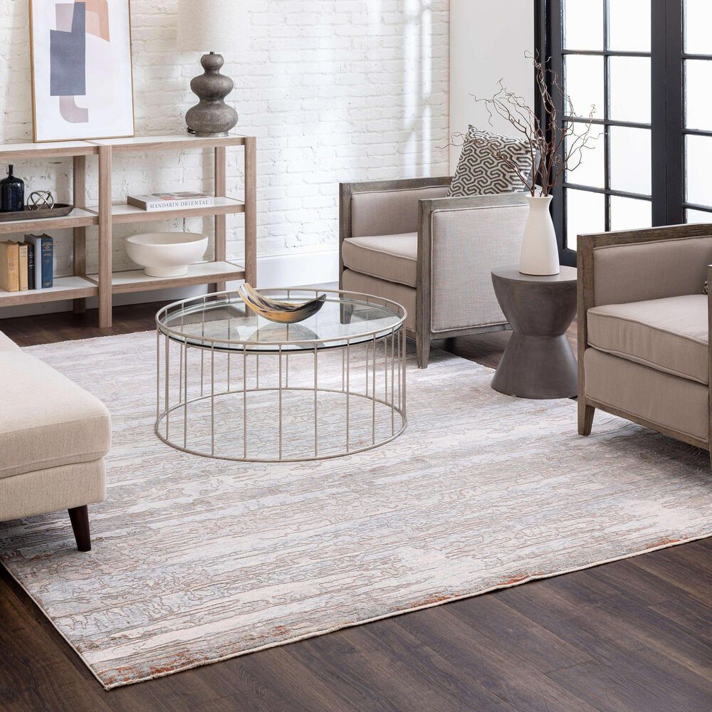 Karastan Solitude Silk Road 7&#39;10&quot; x 10&#39;3&quot; Cream Dark Grey Area Rug, , large