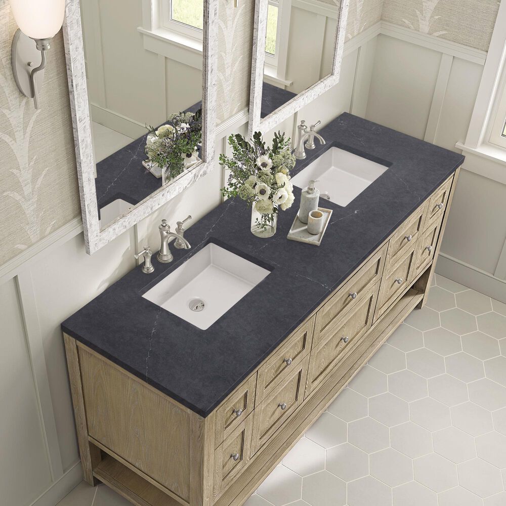 James Martin Vanities Breckenridge 72&quot; Double Vanity in Whitewashed Oak with 3 cm Charcoal Soapstone Quartz Top, , large