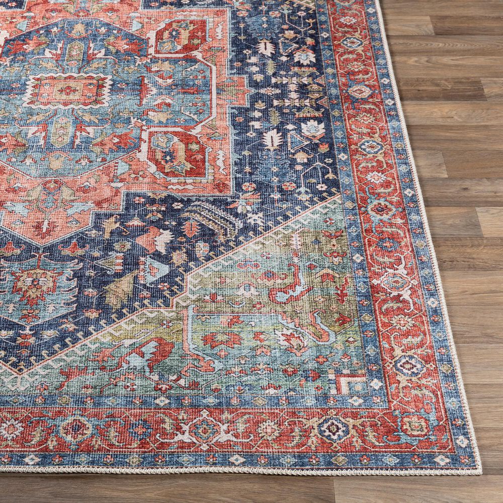Surya Amelie 2&#39;7&quot; x 7&#39;10&quot; Navy, Peach, Green, Coral, Beige and Blush Runner, , large