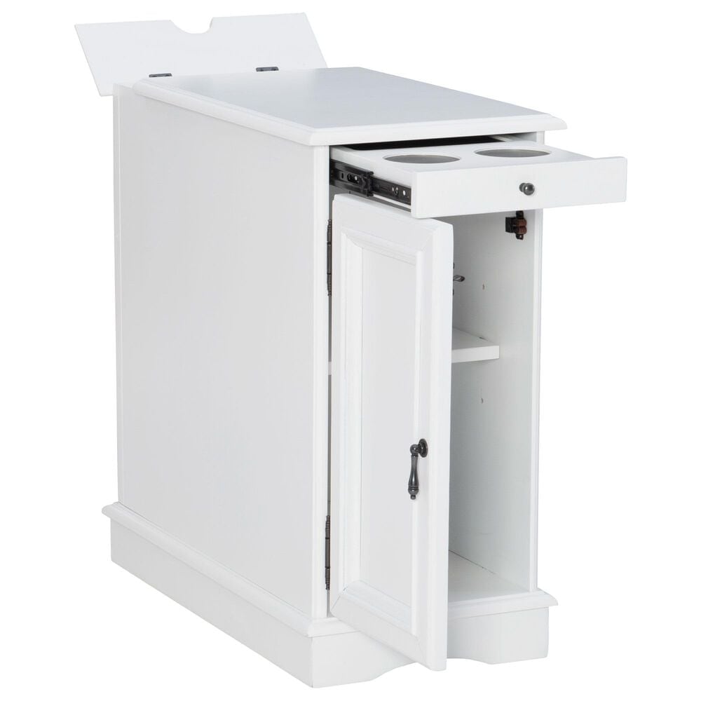 Linon Home Decor Barron Accent Table with USB Charging Station in White, , large