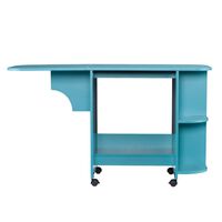 Southern Enterprises Expandable Rolling Sewing Table/Craft Station in Turquoise