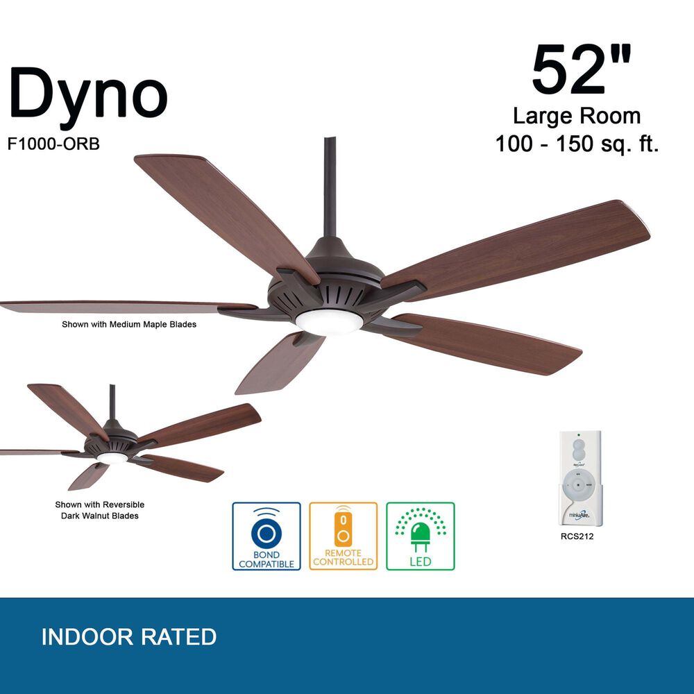 Minka-Aire Dyno 52" Ceiling Fan with Medium Maple and Dark Walnut Blades in Oil Rubbed Bronze, , large