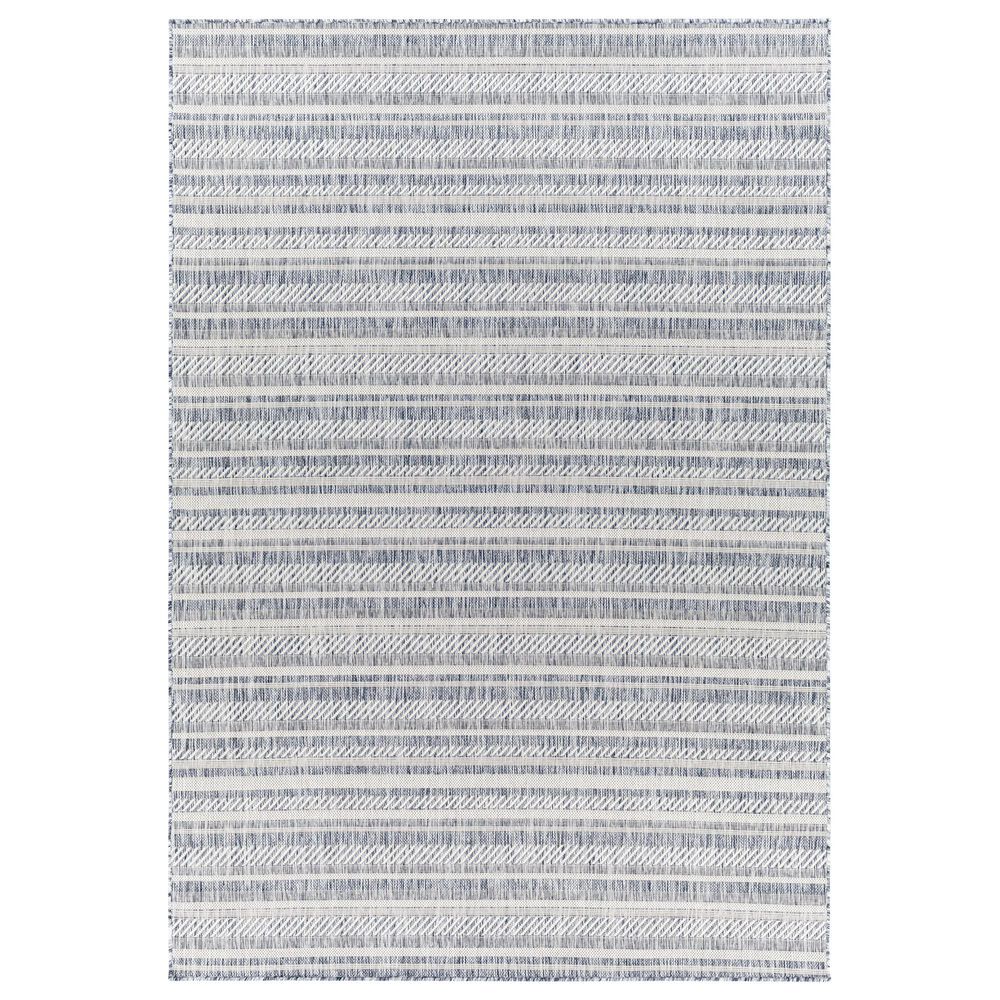Surya Eagean EAG-2407 Navy, Blue, Pale Blue, Oatmeal, Gray, Off-White and Taupe 5&#39;3&quot; x 7&#39;7&quot; Indoor/Outdoor Area Rug, , large