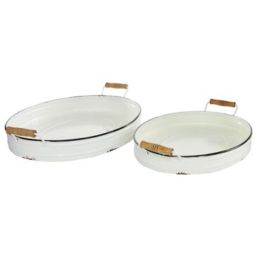 Maple and Jade Farmhouse Tray in White (Set of 2), , large