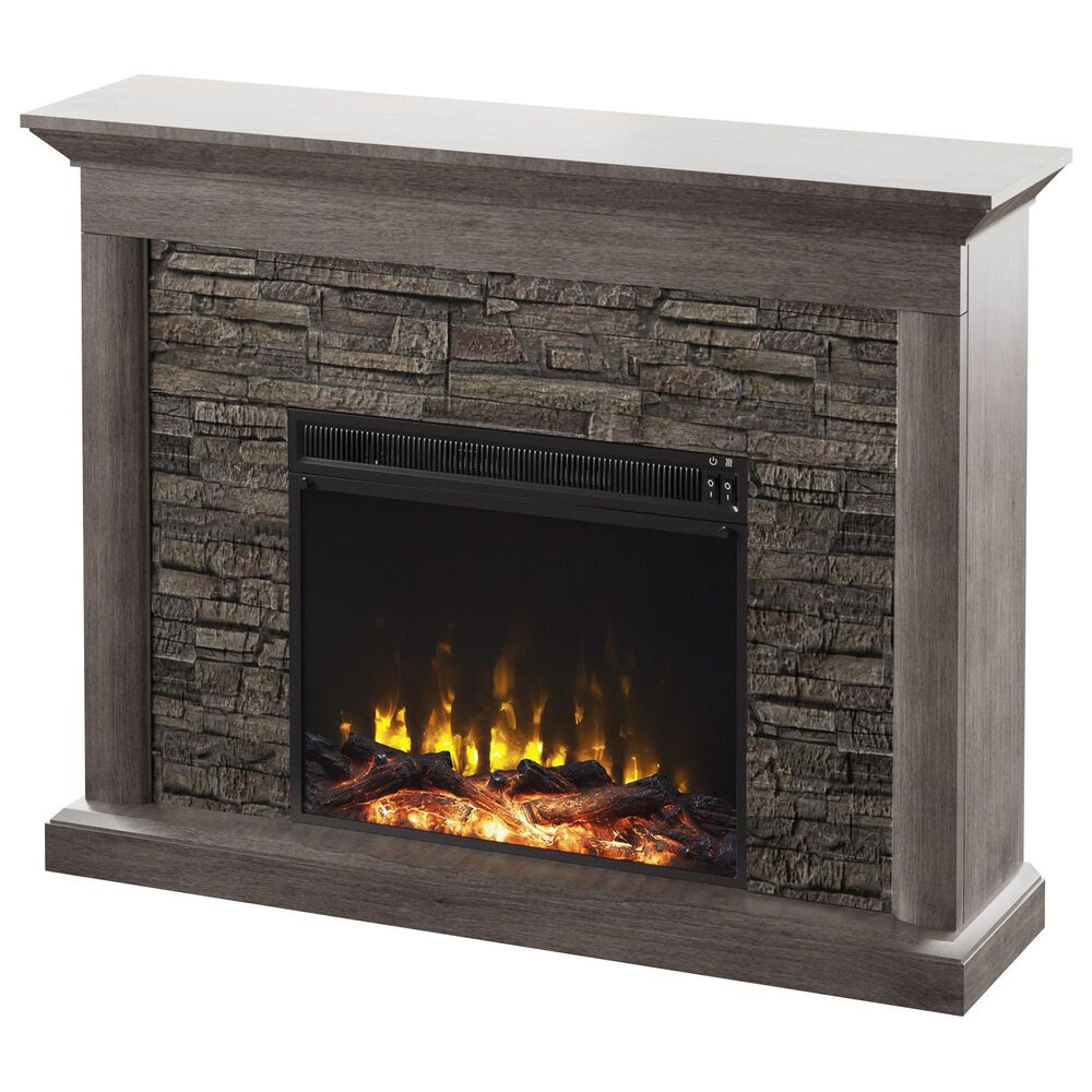 Classic Flame 48" Stacked Stone Wall Mantel with Electric Fireplace in Gray, , large