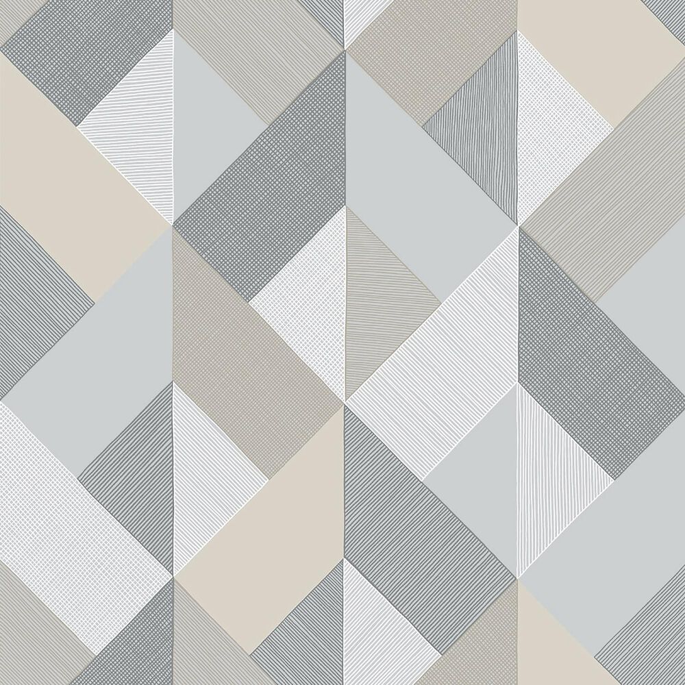 Stacy Garcia Home Sojourn Marquetry Geometric 216&quot; x 20.5&quot; Peel and Stick Wallpaper in Warm Stone, , large