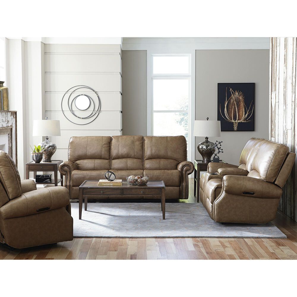 Bassett Prescott Power Reclining Sofa with Power Headrests in Wheat, , large