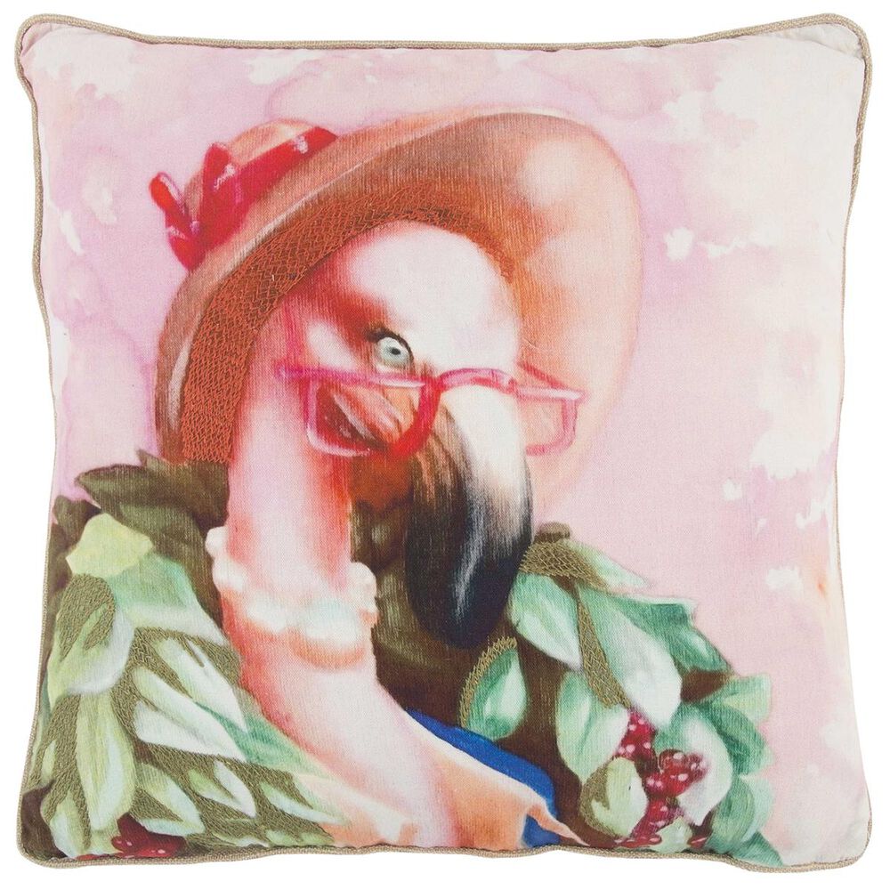 Rizzy Home Mariah Parris 20" x 20" Pillow Cover with Pink Flamingo, , large