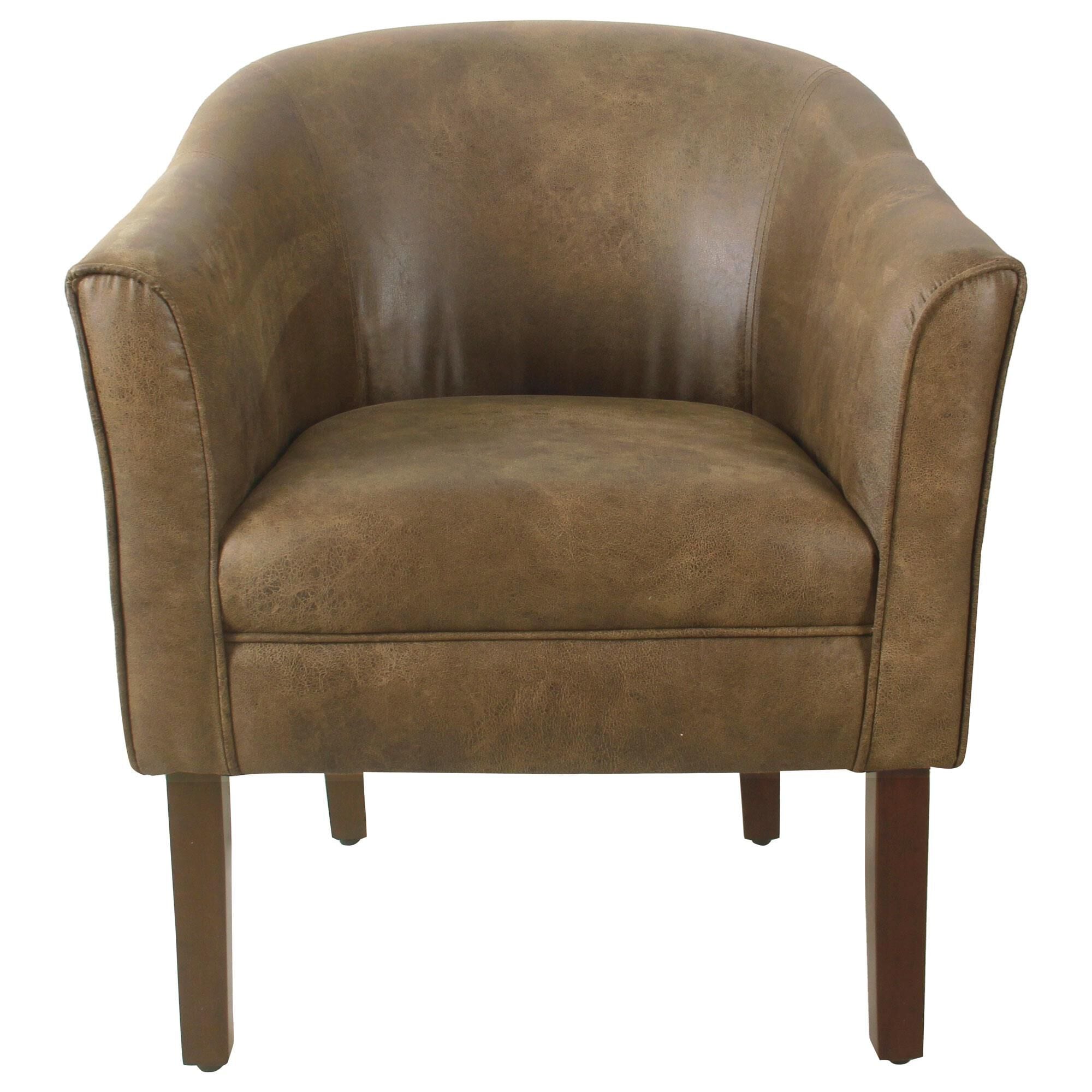 Distressed leather accent chair deals