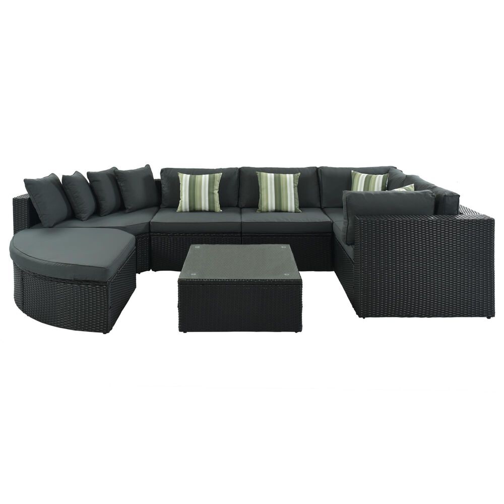 HOMLUX 7-piece Outdoor Conversation Set with Black Wicker in Gray, , large