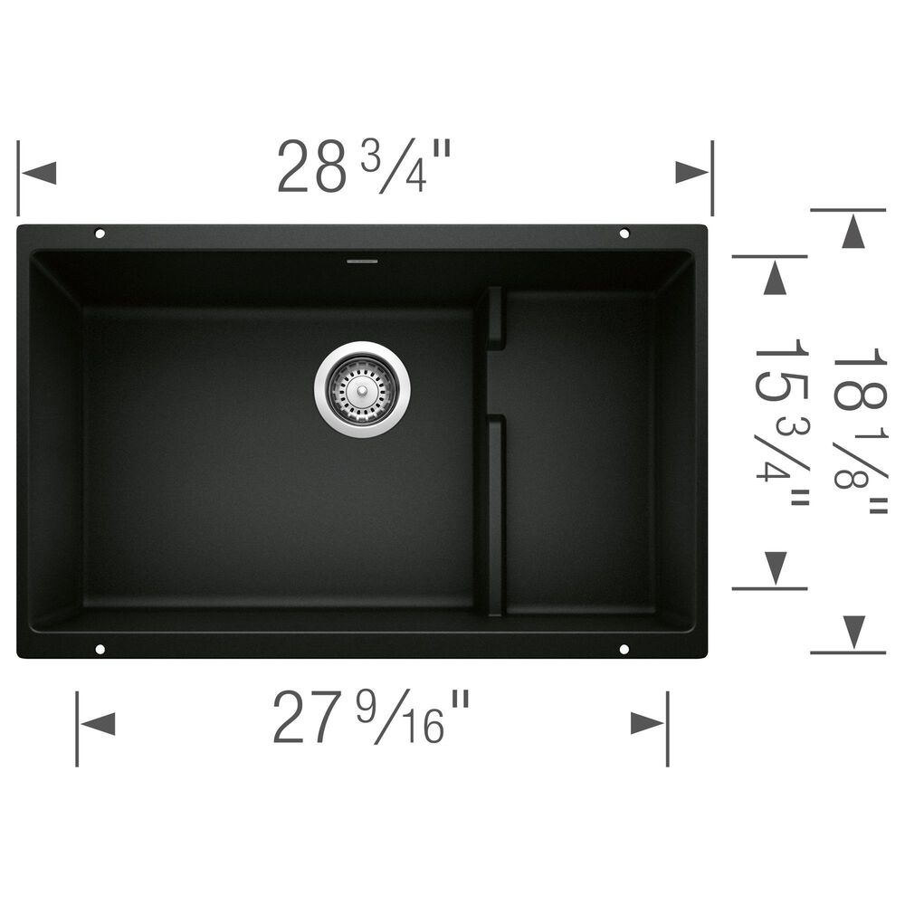 Blanco Precis Cascade Super Single Sink with Colander in Coal Black, , large