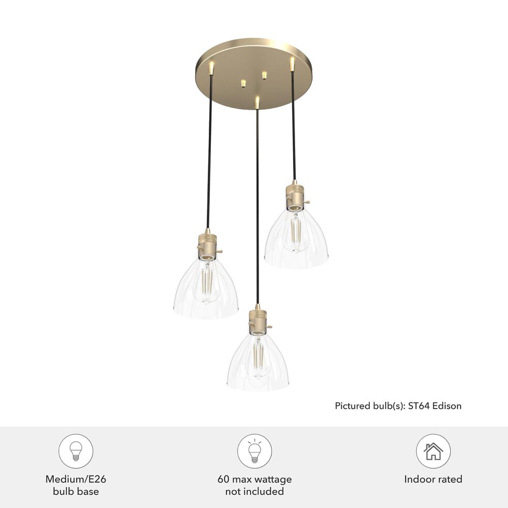 Hunter Van Nuys 3-Light Round Cluster in Alturas Gold, , large