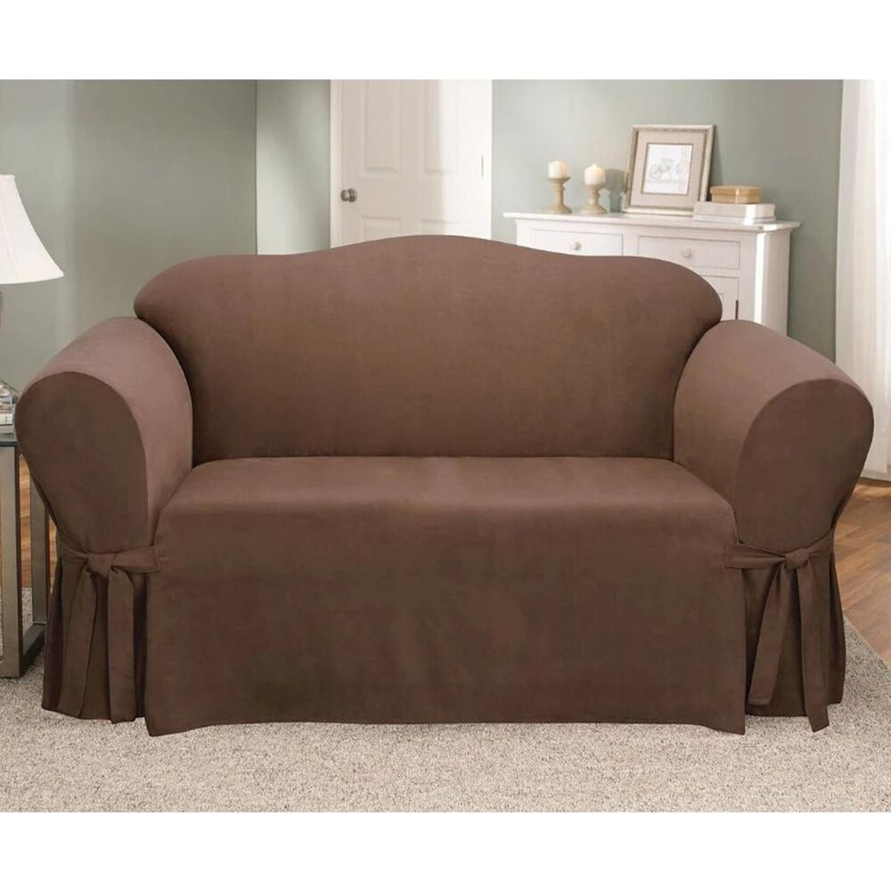 Surefit Loveseat One Piece Slipcover in Chocolate, , large