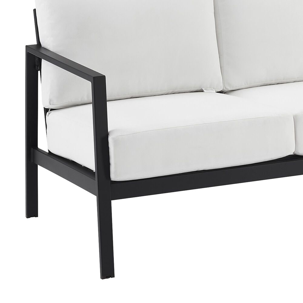 Linon Home Decor Holland Outdoor Sofa with White Cushions in Black, , large