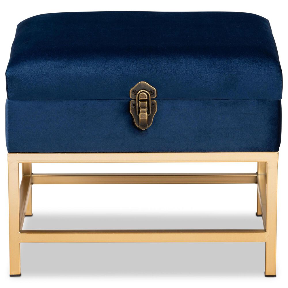 Baxton Studio Aliana Storage Ottoman in Navy Blue/Gold, , large