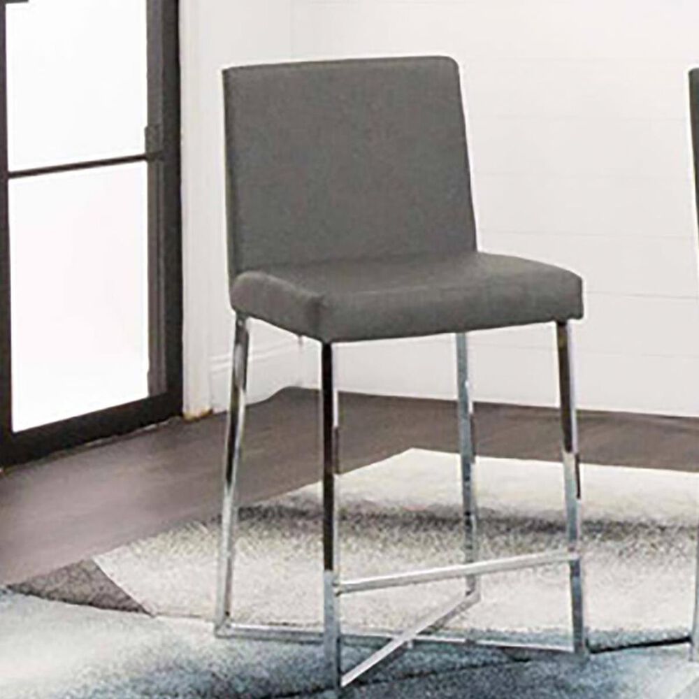 Penny Lane Pasha 24" Counter Stool with Gray Cushion in Chrome, , large