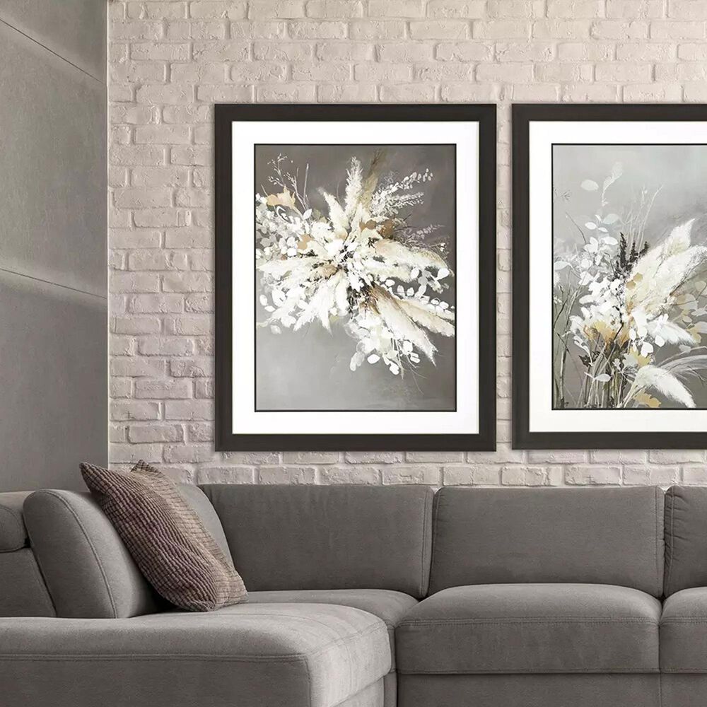 Paragon Light Leaves I 52&quot; x 42&quot; Framed Art in Ivory and Gray, , large