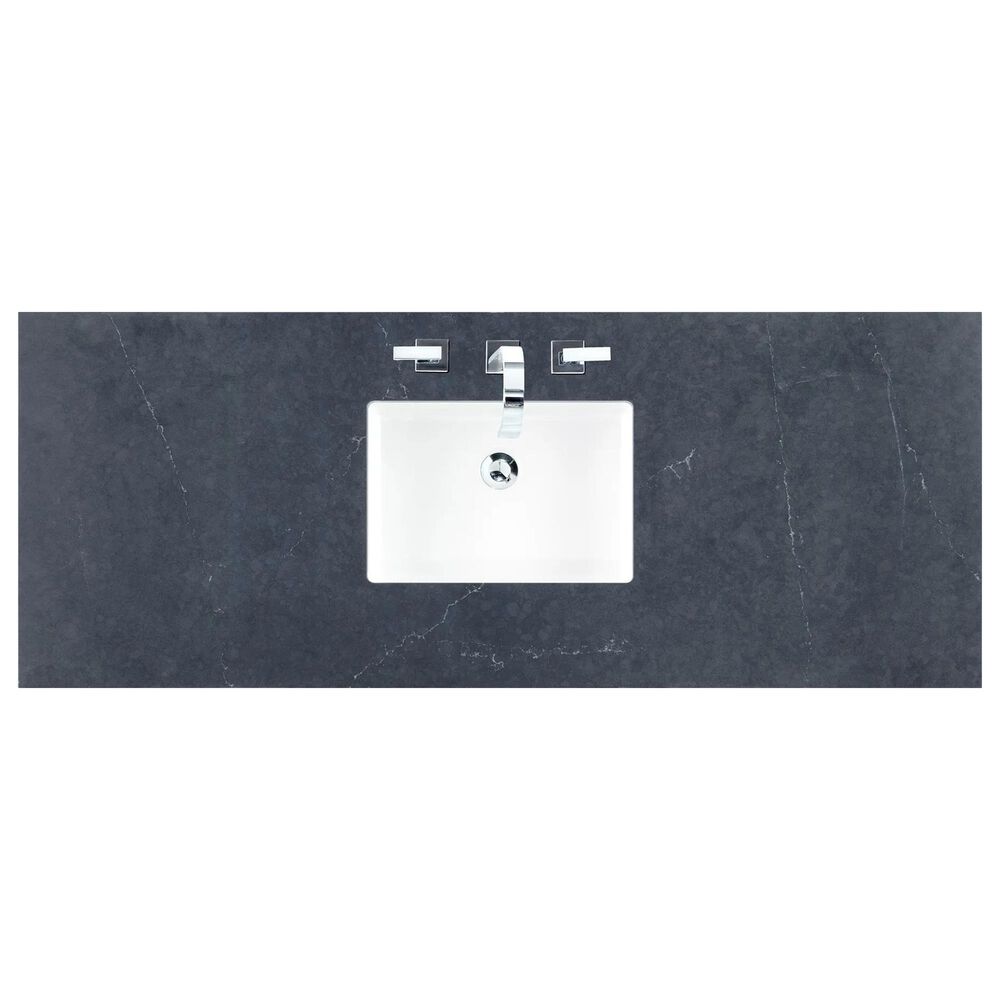 James Martin Vanities Brittany 60&quot; Single Bathroom Vanity in Bright White with 3 cm Charcoal Soapstone Quartz Top and Rectangular Sink, , large