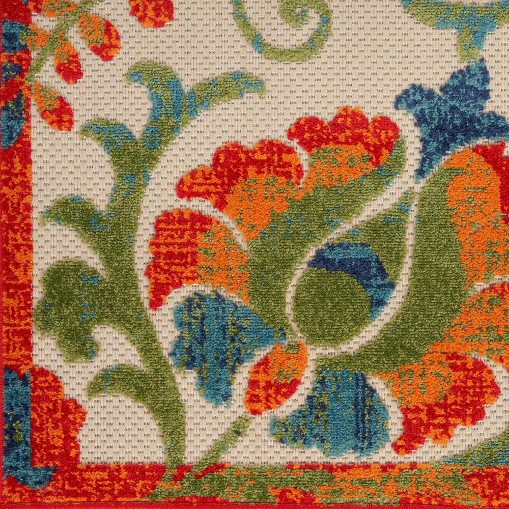 Nourison Aloha 5&#39;3&quot; Round Red and Multicolor Indoor/Outdoor Area Rug, , large