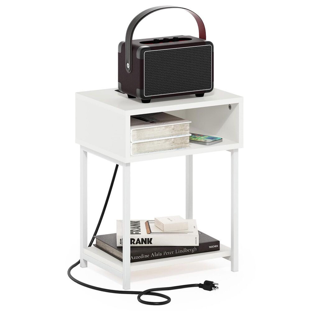HOMLUX 19.7"3-Tier End Table in White, , large