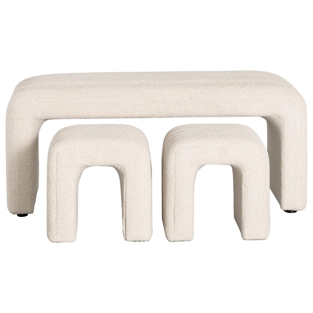 Mayberry Hill Seqouia Bench with 2-Stool in Ching Cream, , large