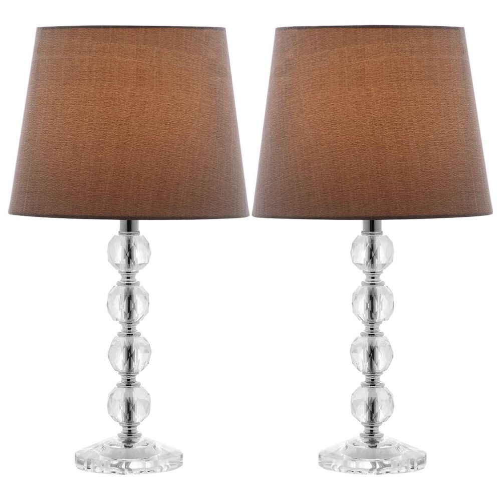 Safavieh Nola 16&quot; Stacked Crystal Ball Lamp in Clear with Brown Shade &#40;Set of 2&#41;, , large