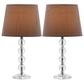 Safavieh Nola 16" Stacked Crystal Ball Lamp in Clear with Brown Shade (Set of 2), , large