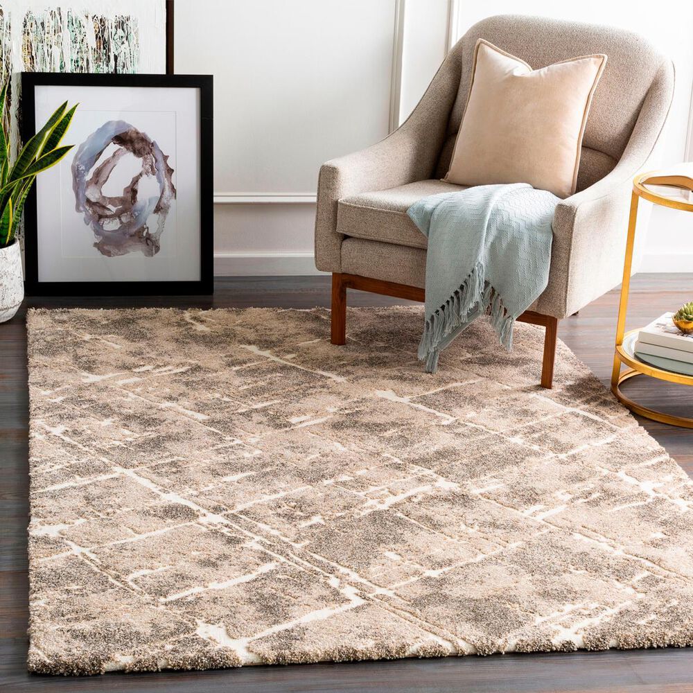 Surya Tuscany TUS-2300 White, Light Beige and Dark Brown 7&#39;10&quot; Square Area Rug, , large