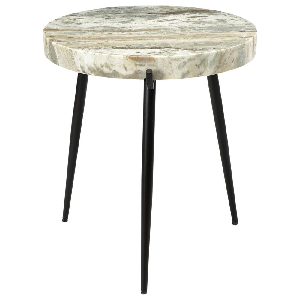 Moe"s Home Collection Brinley Marble Accent Table in Light Brown and Black, , large