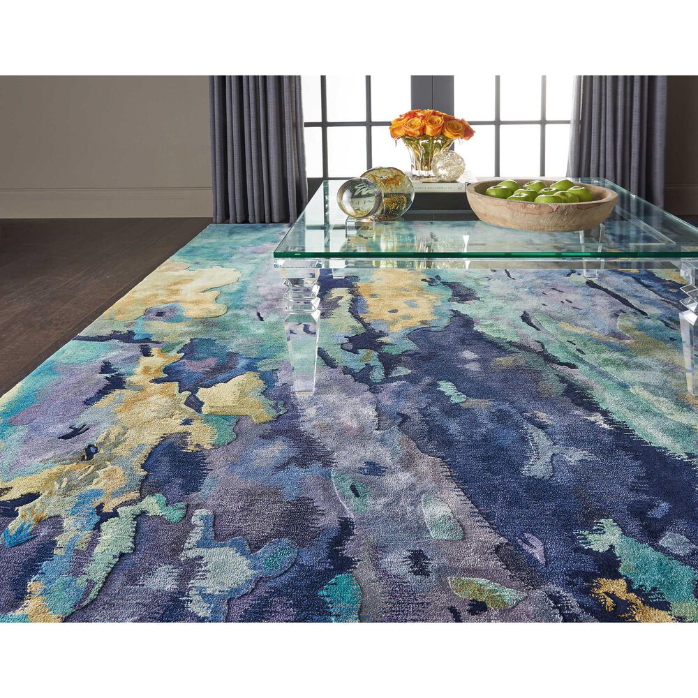 Nourison Prismatic PRS09 8&#39;6&quot; x 11&#39;6&quot; Silver and Blue Area Rug, , large