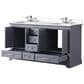Lexora Home Dukes 60" Double Bathroom Vanity in Dark Grey with White Quartz Top and Rectangular Sinks, , large
