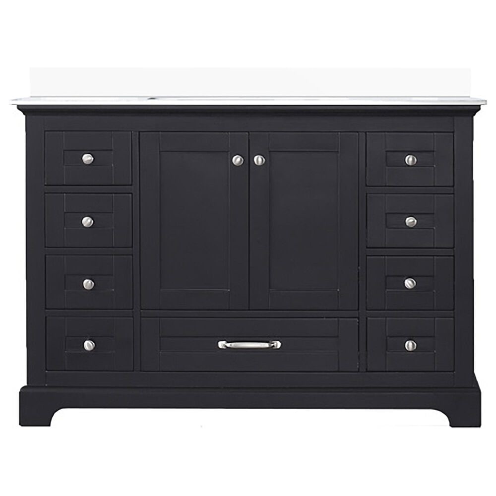 Lexora Home Dukes 48&quot; Single Bathroom Vanity in Espresso with 2 cm White Quartz Top and Rectangular Sink, , large