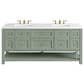 James Martin Vanities Breckenridge 72" Double Bathroom Vanity in Smokey Celadon with 3 cm White Zeus Quartz Top and Rectangular Sinks, , large