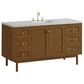 James Martin Laurent 60" Single Bathroom Vanity in Honey Oak with 3 cm Eternal Jasmine Pearl Silestone Top and Rectangular Sink, , large