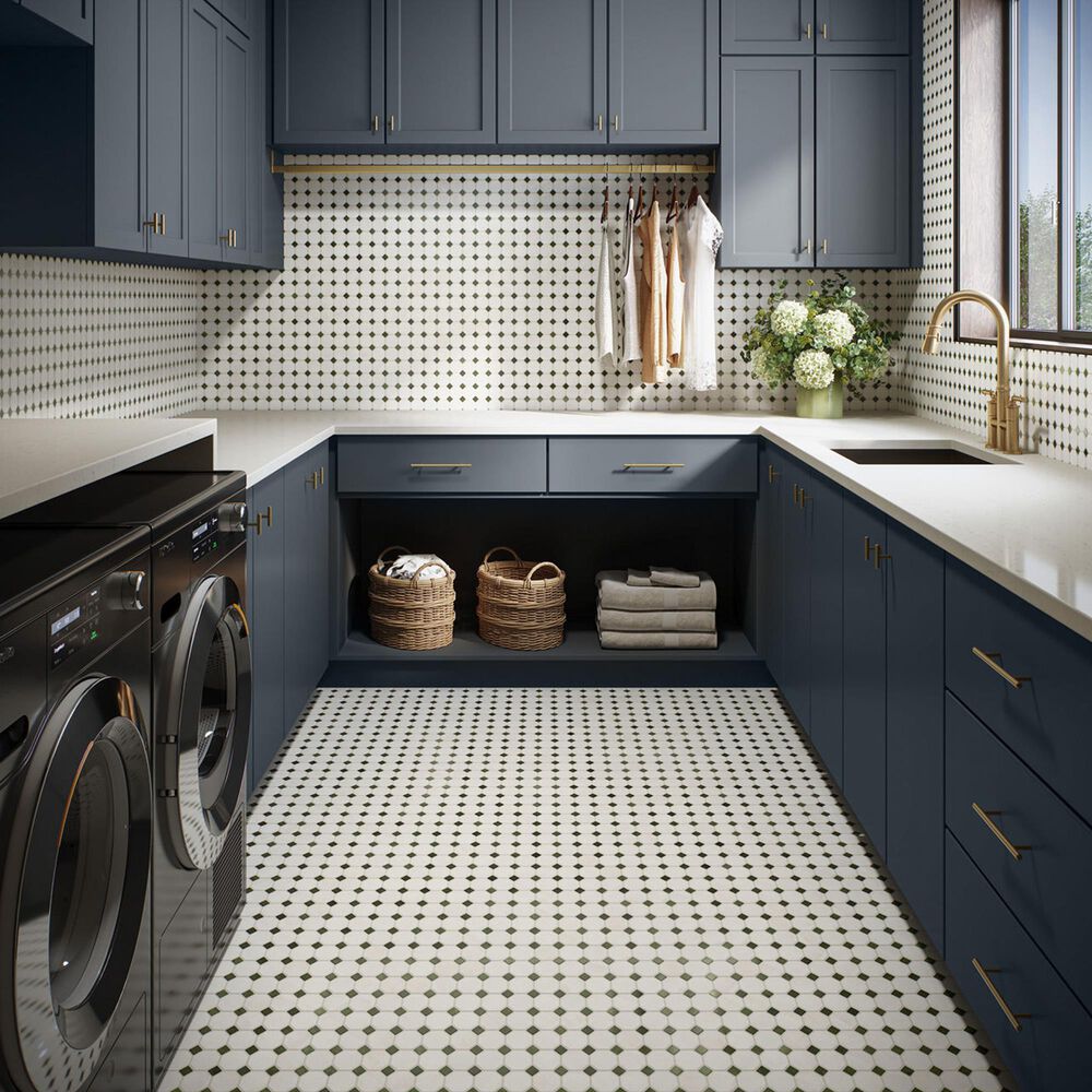 Dal-Tile Relicca Pristine Nook 12" x 12" Octagon Dot Ceramic Mosaic Sheet, , large