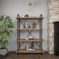 Maple and Jade 4-Shelf Industrial Shelving Unit in Rustic Distressed Brown and Black, , large