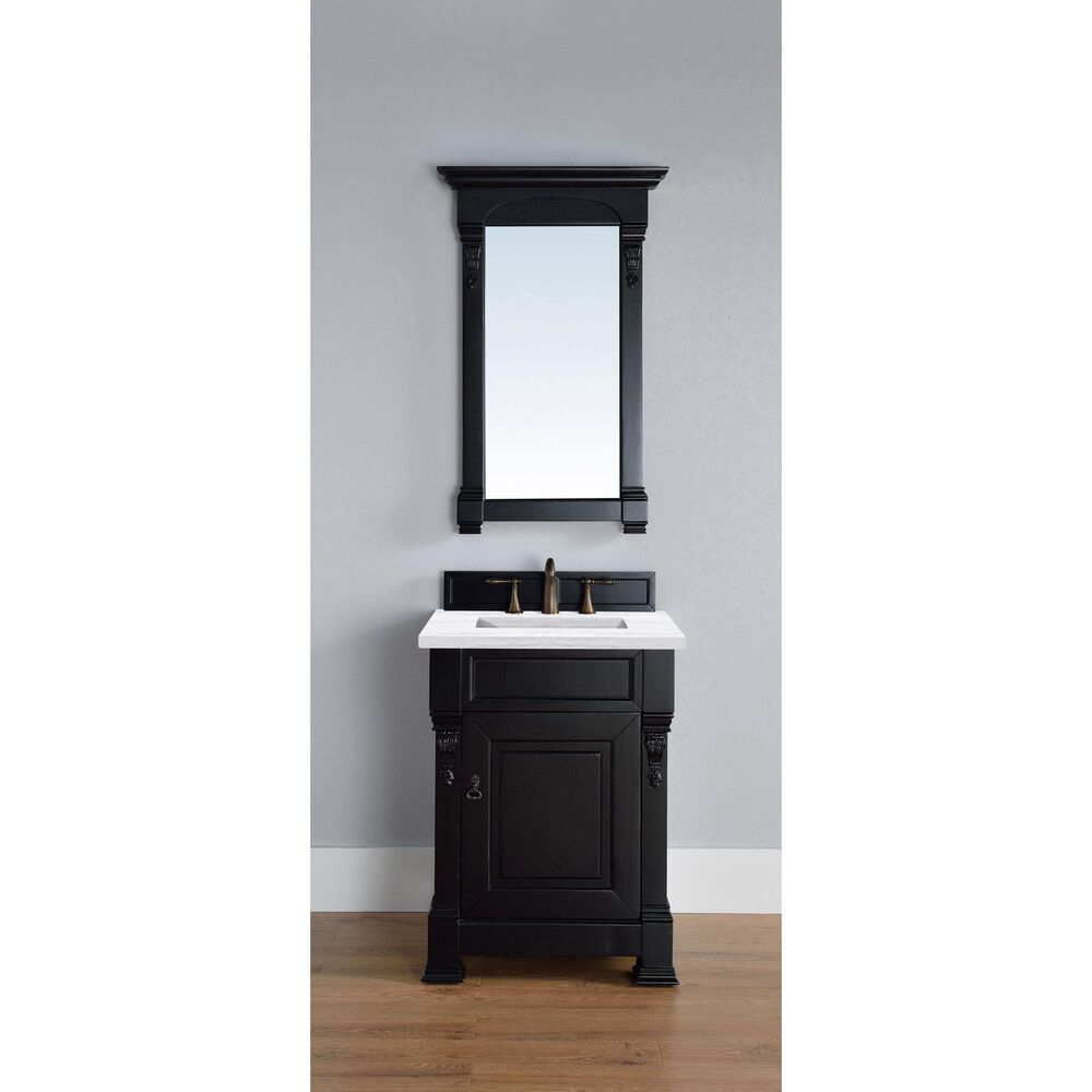 James Martin Vanities Brookfield 26&quot; Single Bathroom Vanity in Antique Black with 3 cm Arctic Fall Solid Surface Top and Rectangle Sink, , large