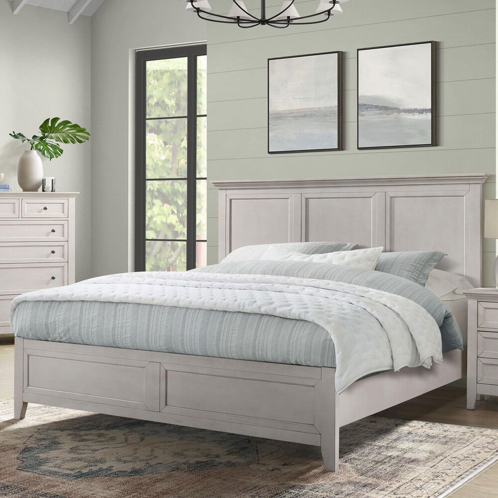 Hawthorne Furniture San Mateo King Panel Bed in Rustic White, , large