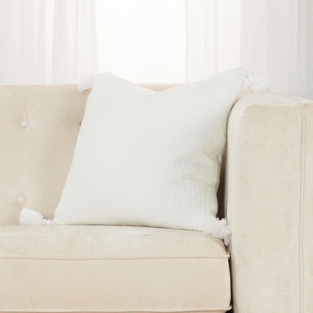 Rizzy Home DFPT19125WH002020 20&quot; Down Filled Pillow in White, , large
