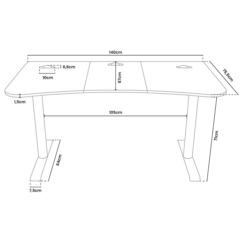 Arozzi Arena Medium Gaming Desk in Pure Black, , large