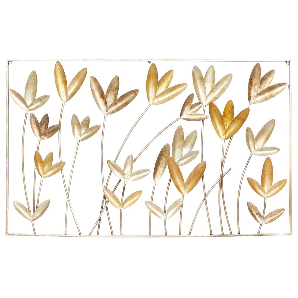 Maple and Jade Floral Wall Decor in Brown, Orange, White and Silver, , large