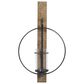 Maple and Jade Pillar Geometric Wall Sconce with Wood Back Mount in Brown and Black, , large