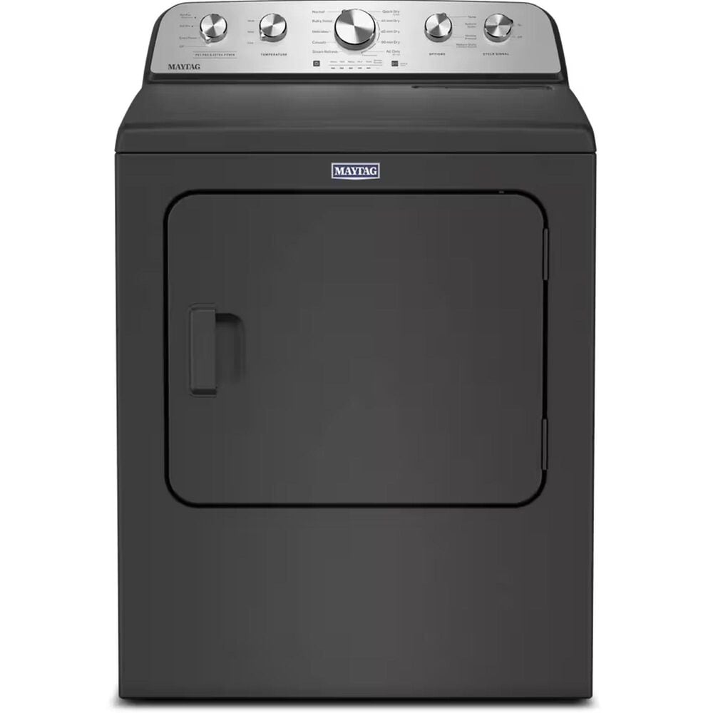 Maytag 4.7 Cu. Ft. Top Load Pet Pro Washer and 7 Cu. Ft. Front Load Electric Dryer with Pet Pro Option in Volcano Black, , large
