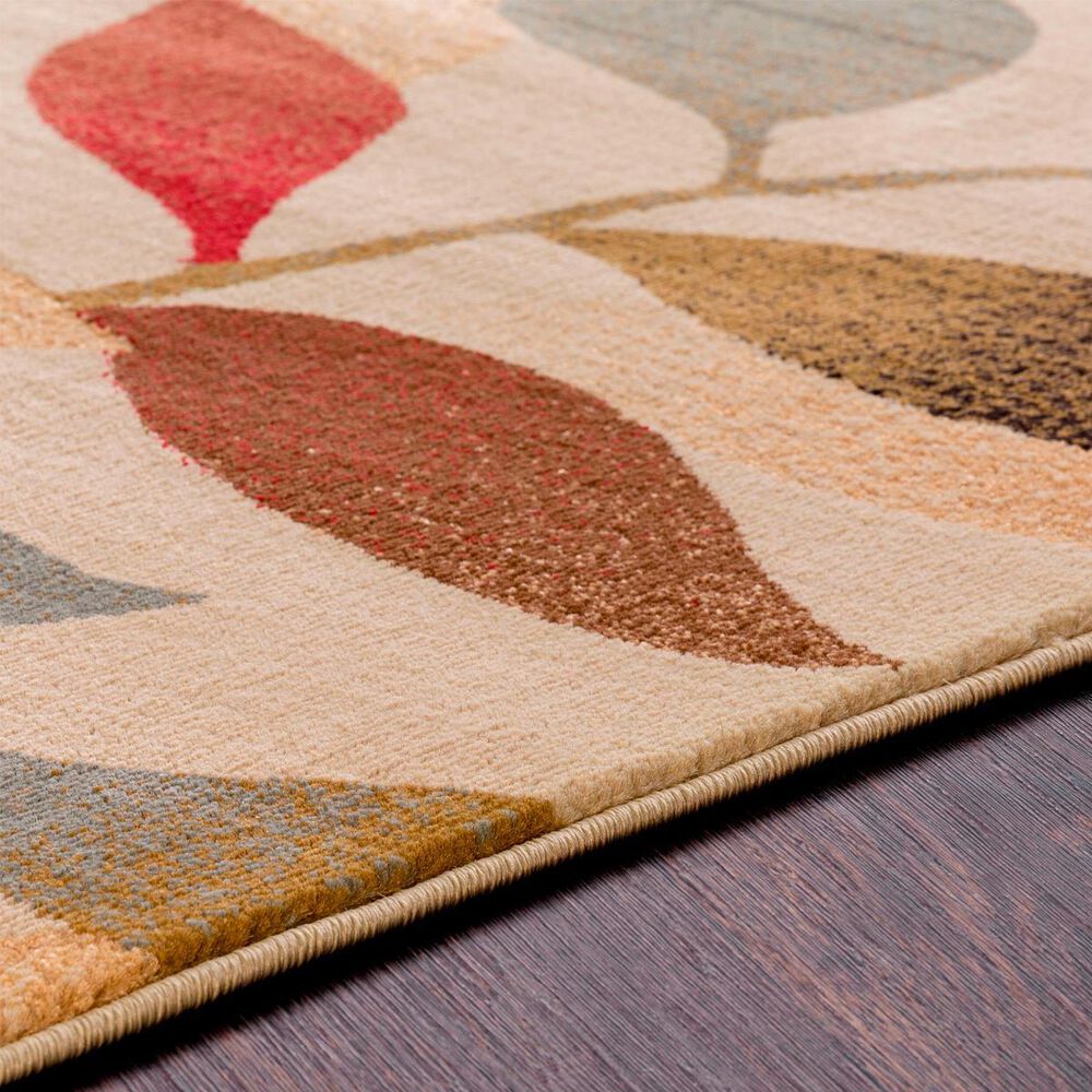 Surya Riley Light Green, Dark Brown, Olive, Red, Charcoal, Black and Mustard 6&#39;7&quot; x 9&#39;6&quot; Area Rug, , large