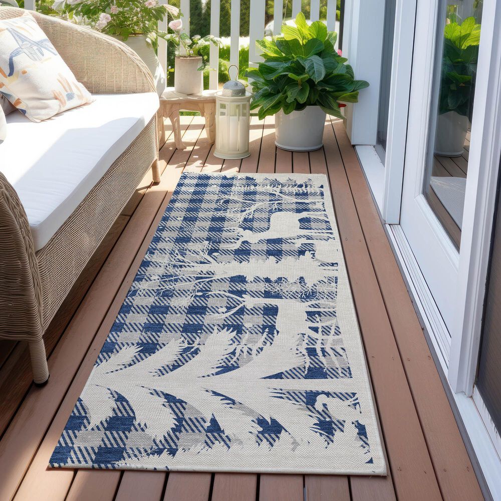 Dalyn Rug Company Wonderland WN32 2&#39;3&quot; x 7&#39;6&quot; Blue Indoor/Outdoor Runner, , large