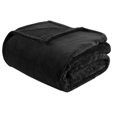 Hampton Park Microlight Plush Twin/Twin XL Oversized Blanket in Black, , large