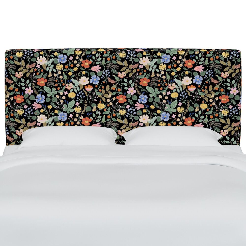 Rifle Paper Co Crafted by Cloth and Company Elly Twin Headboard in Stawberry Fields Black, , large
